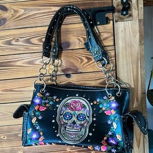 Skull sugar concealed carry handbag